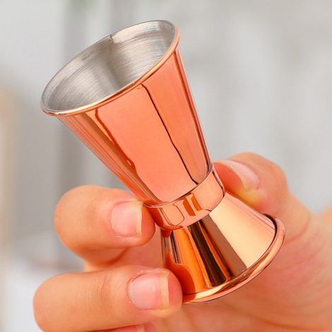 Misurino per cocktail in acciaio inox, accessori da bar, forniture per bar e compagno per le bevande, misurino in once, misurino a doppia faccia, minimalista, portatile, ideale per cocktail e altro, 5 (1/5)