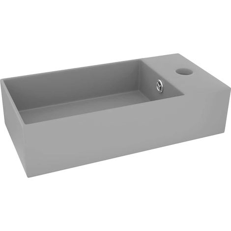 Lavabo vasque à poser Luxueux, Bac à laver, avec trop-plein Céramique Gris clair OIB2478E (1/5)