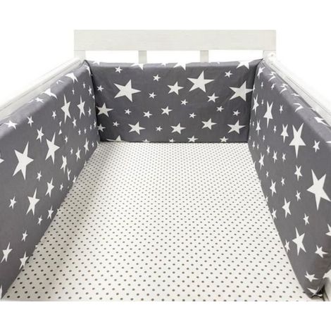 Tour de lit bébé 200 x 30 cm, coussin barrière anti-collision pour berceau contour lit bébé respirant en coton, nuages bleu ENEAOCT (1/4)