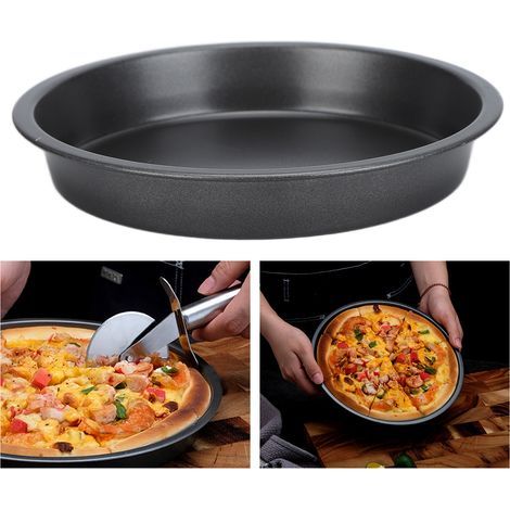 2 Pièces Poêle à Pizza Antiadhésive en Acier Carbone Épais pour Four - 23cm (1/5)
