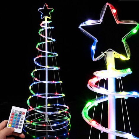 Albero di Natale Luminoso 100 Luci a Led Spirale per Interno ed Esterno 150 CM (1/5)