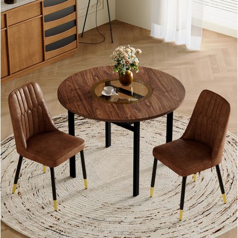 Conjunto mesa comedor redonda con 2 sillas OKMYHOME (1/5)