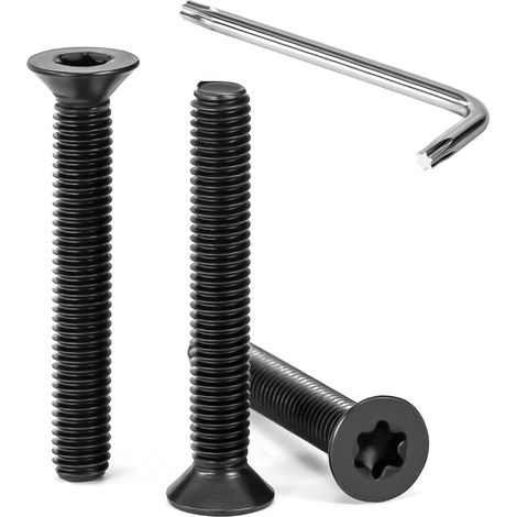 Vis à Tête Fraisée Torx M5 x 35 mm Noir Vis à Six Pans Creux en Acier Inoxydable A2 V2A à Tête Fraisée Métaux avec Clé T25 Filetage Complet 30 Pièces (1/5)