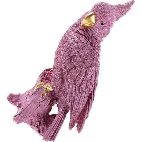 Figurine Perroquet Résine Décorative Rose pour Décoration Jardin Extérieur, Ornement Oiseau Réaliste, Modèle Petite Taille pour Salon, Cave à Vin Et Bureau (1/5)