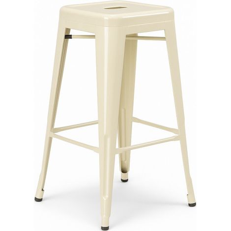 Sgabello design industriale – Metallo beige lucido – Cucina, bar, isola centrale