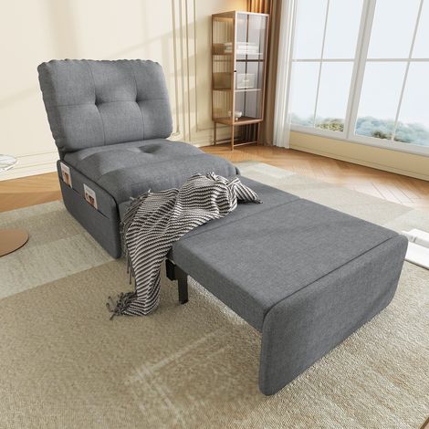 Canapé-lit multifonctionnel moderne 2-en-1, mesurant 195 x 81,5 cm, qui fait à la fois office de fauteuil et de chaise longue confortable,gris (1/5)