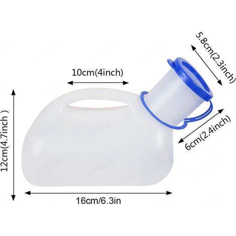 Bouteille urinaire unisexe de 1000 ml, résistante et portable. (1/5)