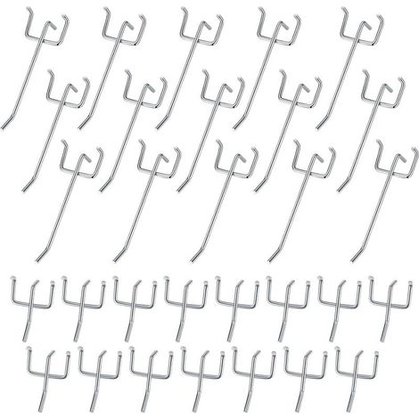 30 Pièces Crochets pour Panneaux Perforés, Crochets pour Panneau Perforé Porte Mural, Crochets Muraux pour Organiser Outils Établi Rayonnages de Magasins - 10cm/5cm (1/4)