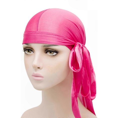 Durag aus seidigem Satin mit langem elastischem Ende, Stirnband und Schal für Damen und Herren, verstellbares Kopfstück, weiches Haaraccessoire, ideal für schützende Frisuren, Einheitsgröße, klassisch (1/5)