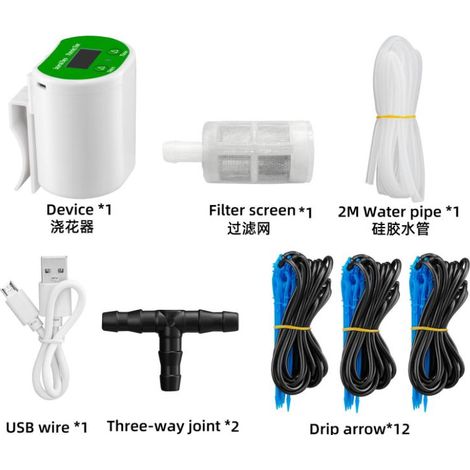 Système d'arrosage automatique pour 12 plantes d'intérieur en pot. Kit d'arrosage automatique Native Irrigation Tool Packs avec les sondes Alersondes rechargeables par USB. (1/4)