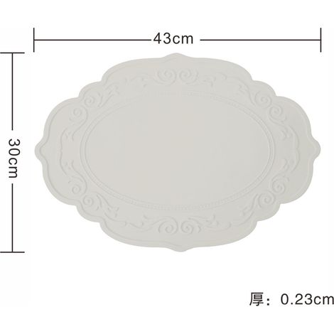 Set de table, set de table décoratif, dessous de bureau, tapis ovale résistant à la chaleur, tapis en silicone pour table à manger de fêtes événe (1/5)