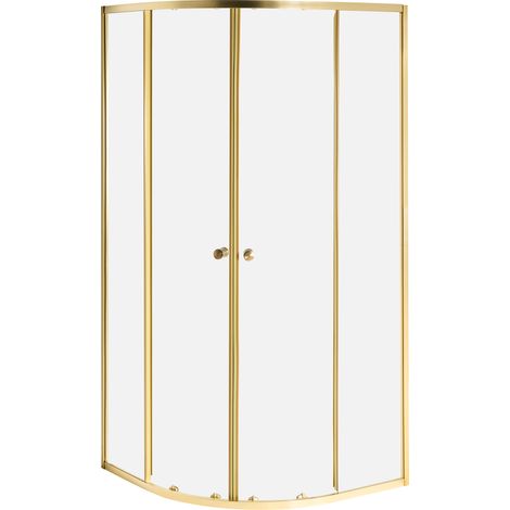 Cabina de ducha redondeada de vidrio templado con puerta 90 x 90 x 190 cm dorado Onelli (1/5)