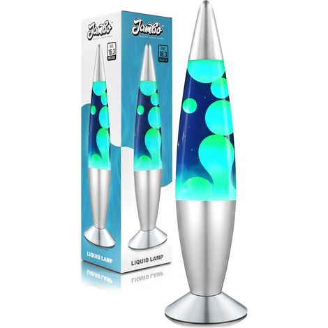 Lampe à Lave 16" Bleue avec Cire Jaune/Verte Décoration Lumineuse Relaxante pour Salon Chambre Bureau (1/5)