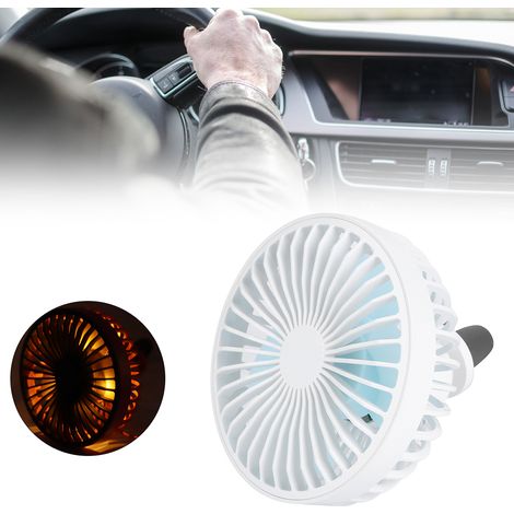 5V 5W 360 Grad verstellbarer USB-Autolüfter mit LED-Beleuchtung (1/5)