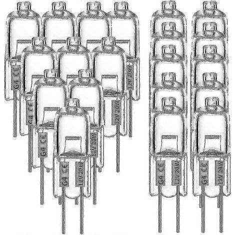 Lot de 20 ampoules halogènes G4, 20 W, 12 V, 2 broches, transparentes, pour éclairage de cuisinière, signalétique (1/5)