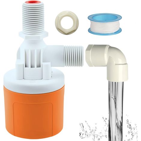 Robinet flotteur pour réservoirs d'eau, raccord supérieur 1/2", vanne de régulation automatique du niveau d'eau sans électricité, vanne flottante réglable pour piscine, étang à poissons, abreuvoir (1/5)