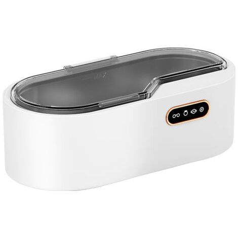 Nettoyeur de lunettes à ultrasons, nettoyeur automatique, 450 ml, nettoyant pour bijoux ménagers pour argent, or et diamants, réservoir intérieur en acier inoxydable (couleur : blanc)
