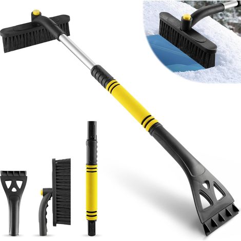 Brosse à neige et grattoir à glace de pour pare-brise de voiture, accessoires de déneigement extensibles avec poignée en mousse,brosse pivotant à 360°,outil de déneigement pour voitures,camions et VUS (1/5)