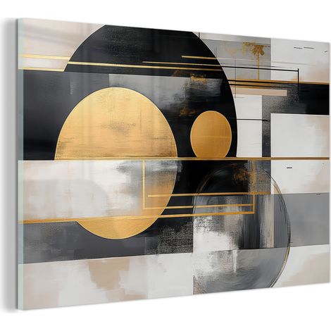 TABLEAU EN PLEXIGLAS Abstrait - Or - Argent - Formes - Esthétique - Moderne Décoration Murale 120x80 (1/5)