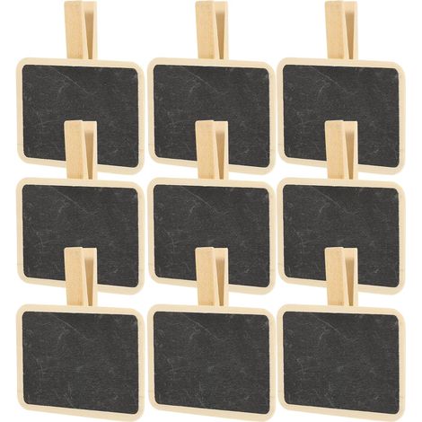 Lot de 10 Mini Tableaux Noirs en Pvc avec Pinces en Bois Rectangulaires, Résistants à L'usure et Légers, pour Cafés et Restaurants (1/5)