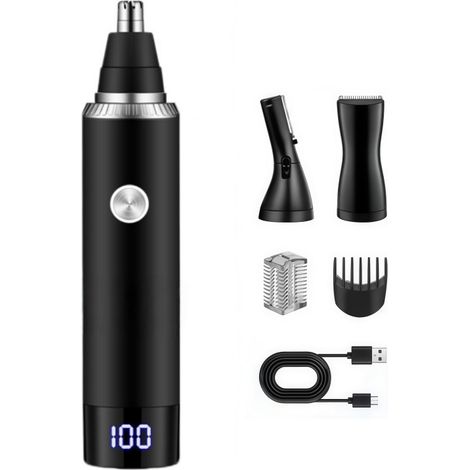 Tondeuse à nez unisexe 3-en-1 imperméable et rechargeable - Tondeuse à nez en acier inoxydable avec écran LED et moteur haute vitesse à 13 000 TR/MIN. Interface de charge de type C, étanche IPX7, unis (1/5)