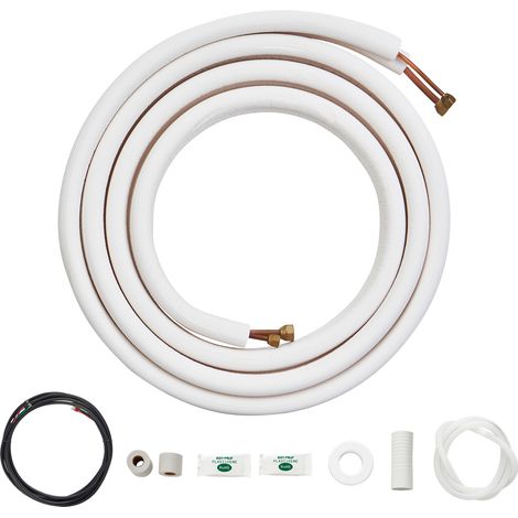 VEVOR 4876,8 mm Mini-Split-Leitungssatz, 6,4 und 9,5 mm Außendurchmesser, Kupferrohre und dreischichtige Isolierung, für Klimaanlagen oder Heizungspumpengeräte und HVAC mit umfangreichem Zubehör (1/5)