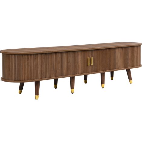 Set soggiorno 2 pezzi con tavolino elevabile e mobile TV in MDF colore noce (1/5)
