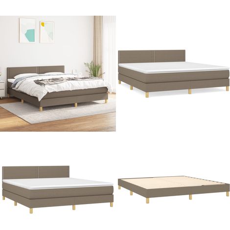 Sommier à lattes de lit avec matelas Taupe 180x200 cm Tissu - Lit Tapissier - Lit Double - Matelas Ressorts Ensachés - Literie - Chambre À Coucher - Home & Living (1/5)
