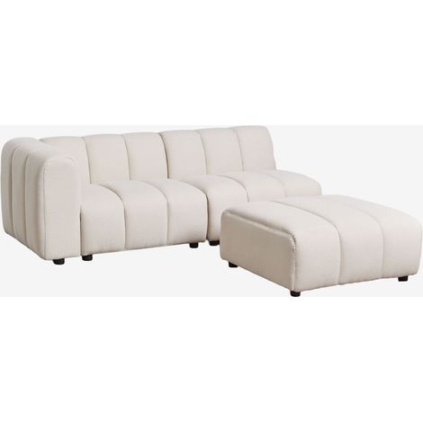 Divano angolare sinistro Eliot 2 pezzi e pouf in tessuto bouclé SKLUM            