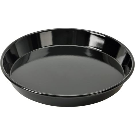 Plaque à Pizza Ronde 32 cm, tôle d'acier avec revêtement antiadhésif, Fond en émail résistant aux coupures, Passe au Lave-Vaisselle, indéformable, Noir (1/4)