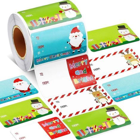 Rouleau de 400 autocollants, décoration de Noël, coffret cadeau, étiquettes autocollantes (1/5)