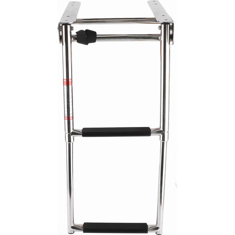 Échelle de pont marine télescopique 2 marches, escalier de baignade pour bateau, inox avec corde fixe (1/5)