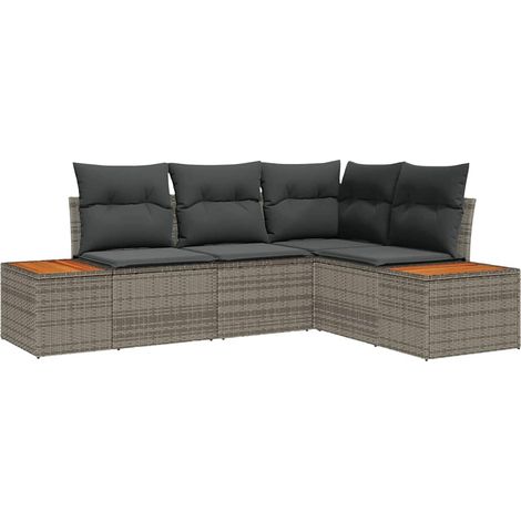 Maison Exclusive - Set Divano da Giardino con cuscino 5 pcs Beige Poly Rattan