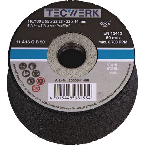 TECWERK Schleiftopf A24Q 110/100mm STA u.Stahlguss 24 Bohr.22,23mm TECWERK