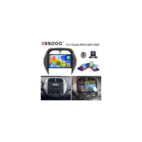 Autoradio DAB+ Android 15 32/64G avec GPS, CarPlay, commandes au volant et Wi-Fi pour Toyota RAV4 2003-2005 - 2+32G CAM