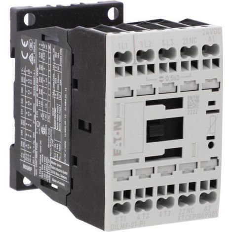 Contactor de potencia DILM9-01(24VDC)-PI dilm 3P 380 V 400 V 4 kW 1R 24 V CC Push-In 199238