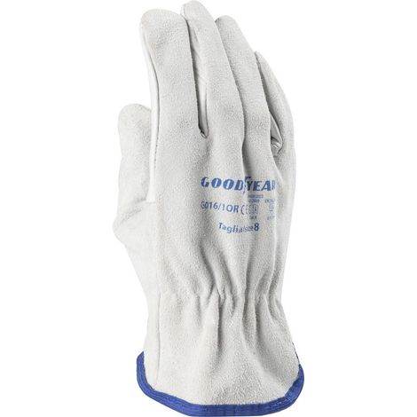 Goodyear Guanti in pelle pieno fiore e crosta taglia 8 colore bianco, guanti da lavoro (1/3)