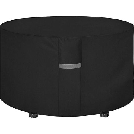 Housse de table de jardin ronde en tissu Oxford 210D robuste, imperméable, coupe vent, anti UV et résistant à la déchirure, avec grilles d'aération. Convient pour salon de jardin (180x90cm). (1/4)