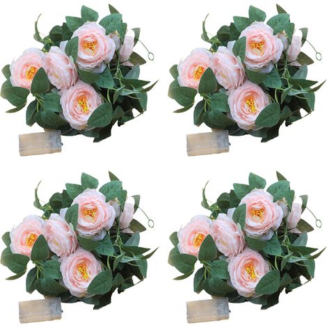 Guirlande lumineuse LED décorative blanc en rotin, 4 pièces, guirlande lumineuse chaud en forme de camélia, 2 mètres, 6 fleurs (1/5)