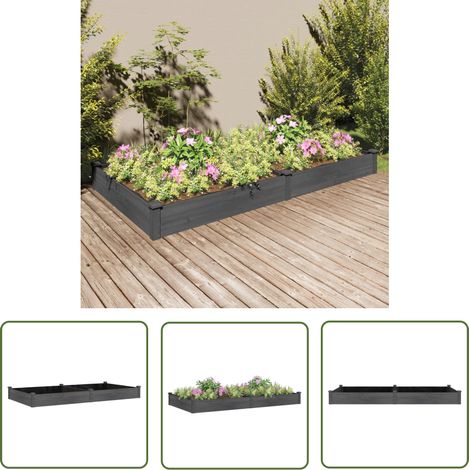 The Living Store Lit surélevé de jardin doublure 240x120x25 cm bois massif sapin - Lit Surélevé - Jardin - Bois Massif - Sapin - Jardinière (1/5)