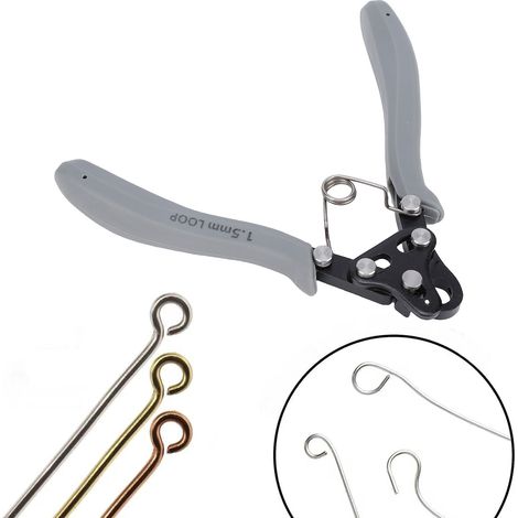 Pince à boucler en une étape, 1,5 mm, pour la création de bijoux, compatible avec les fils d'or, d'argent, de cuivre et de fer de calibre 18 à 26, avec poignée grise. (1/5)