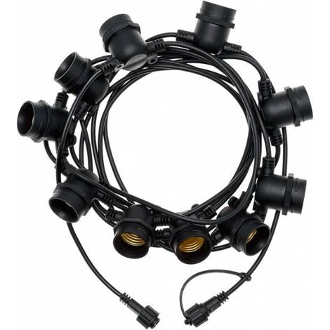 Guirlande guinguette 5M 10 douilles connectable 36V basse tension câble noir IP44 professionnelle Lotti (1/5)