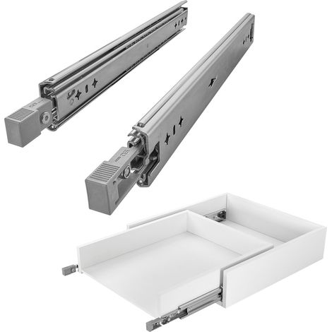 1 Paar SOTECH Schwerlastauszüge mit Lock-in/out Einrastfunktion mit grauem Hebel, belastbar bis 100 Kg, Modell VarioSlide KV2-100-H53-L700-EH 700 mm (1/5)