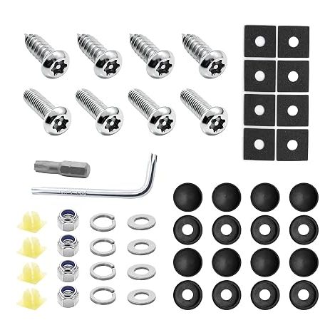 Kit de Fixation de Vis pour Plaque d'Immatriculation, M5 Boulons Vis de Fixation pour Plaque d'immatriculation (1/5)