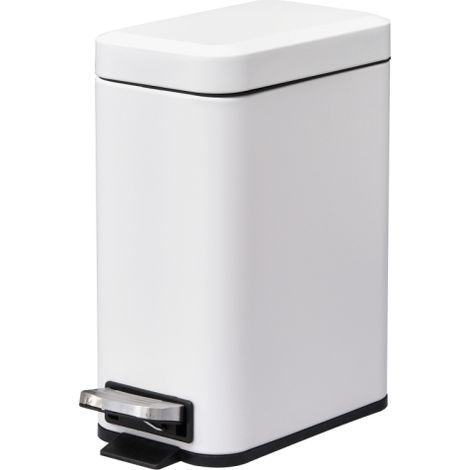 5L Rectangular Steel Trash Can with Removable Bucket and Quiet-Close Lid - Ideal for Home Office, Bedroom, Bathroom, Living Room