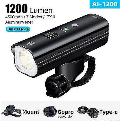 Éclairage vélo SoRider BR 2000 AI 1200 lumens haute luminosité multifonction pour route et VTT, sécurité avant (1/5)
