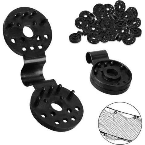 Attaches pour voile d'ombrage - 80 pièces - Noires - Résistantes aux intempéries (1/4)