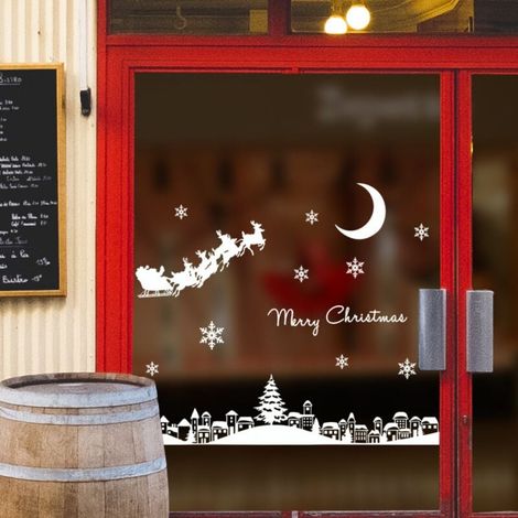 1 Piece Christmas Stickers, Christmas Window Stickers, DIY Christmas Decorations, Reindeer Santa Claus Stickers, Snowflake Stickers, Removable Static Clings, YMYNY (1/4)