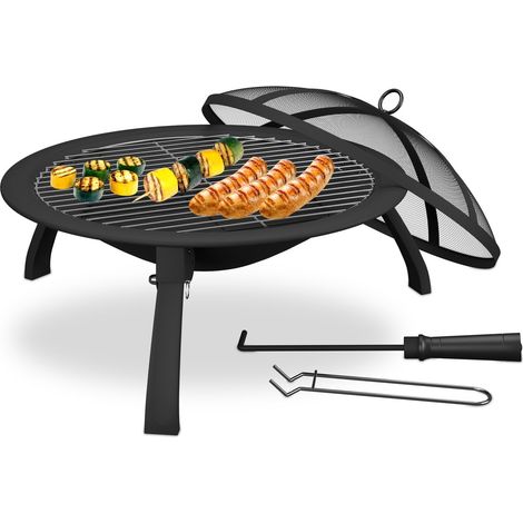 Brasero con parrilla y protector contra chispas, diseño plegable