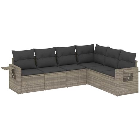 vidaXL Set Divano da Giardino 6pz con Cuscini Grigio Chiaro (1/5)
